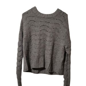 American Eagle Soft Gray Cutout Cropped Scoop Neck Sweater Size Extra Small
